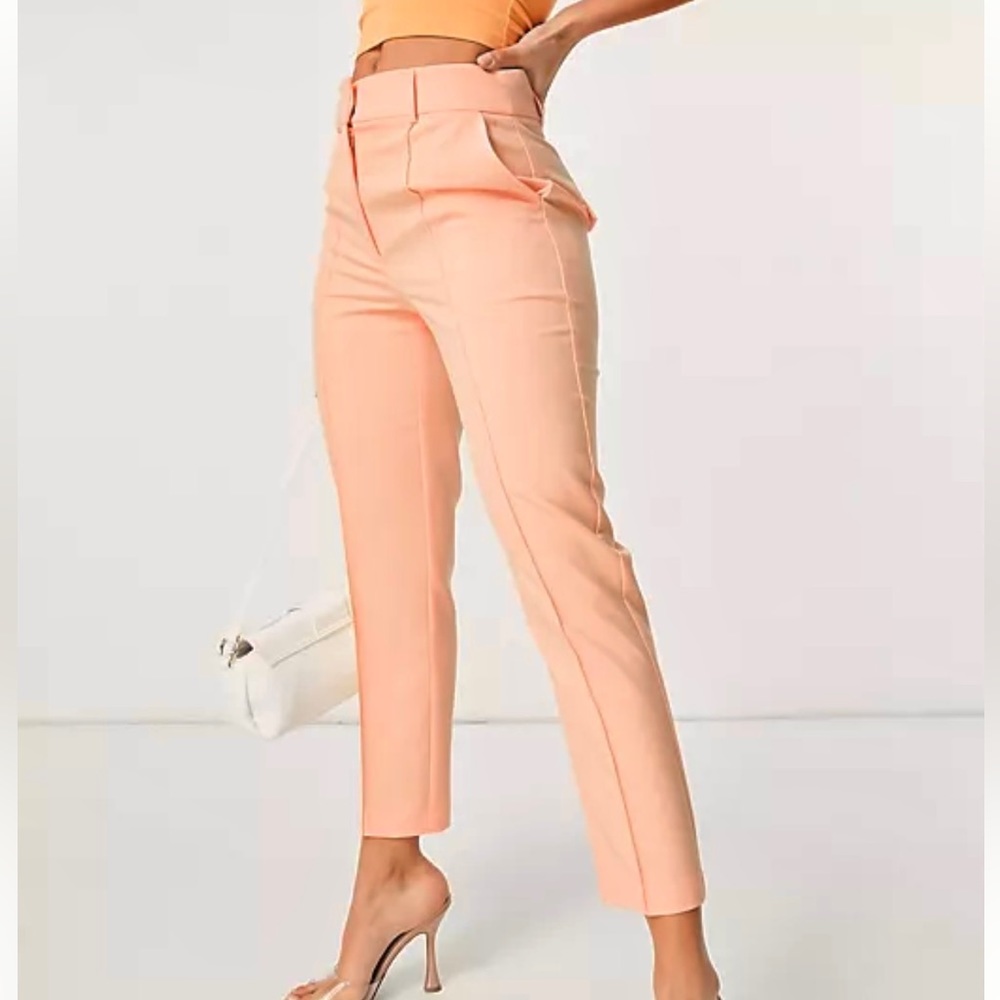 Asos Design Tailored Pants Suit Pants Cigarrette Dress Pants Coral Peach